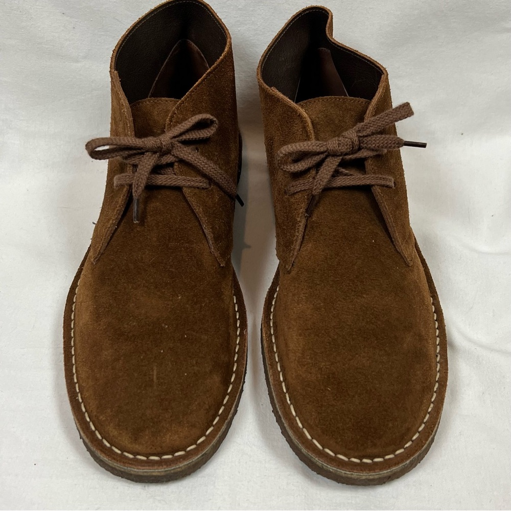 J CREW Macalister Chukka Suede Boots Mens 10 Cognac Suede Casual Made In Italy - Picture 2 of 12